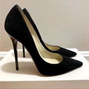 Jimmy Choo Suede Black Suede Anouk Pointed Heels 37 7
